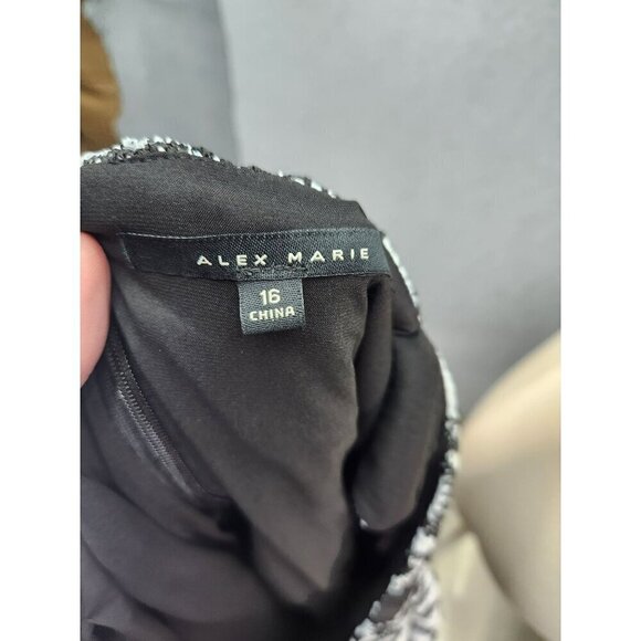 Alex Marie Womens Black & White Sleeveless Knit Dress Size 16 - Picture 6 of 8